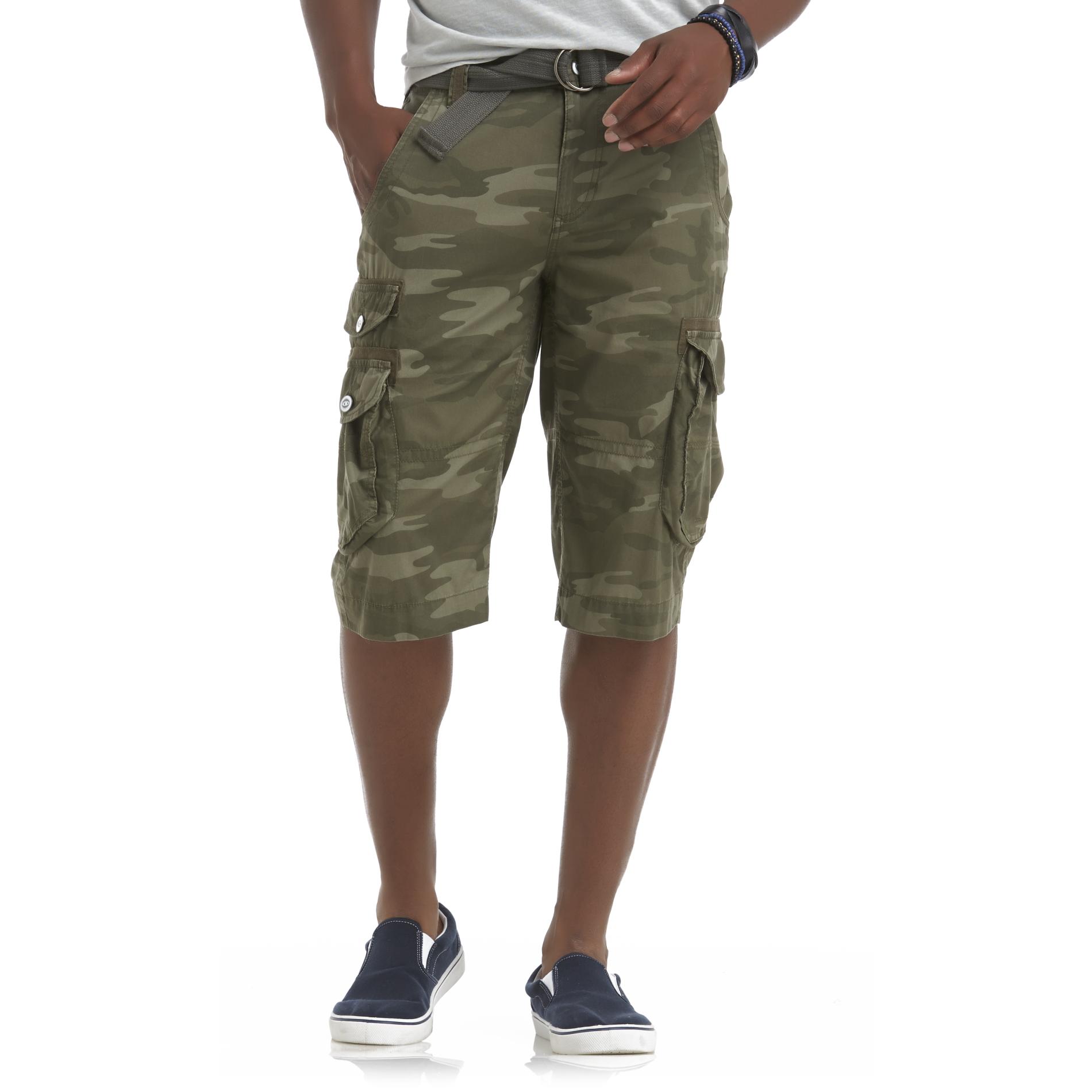 Young Men's Cargo Shorts & Belt - Camouflage