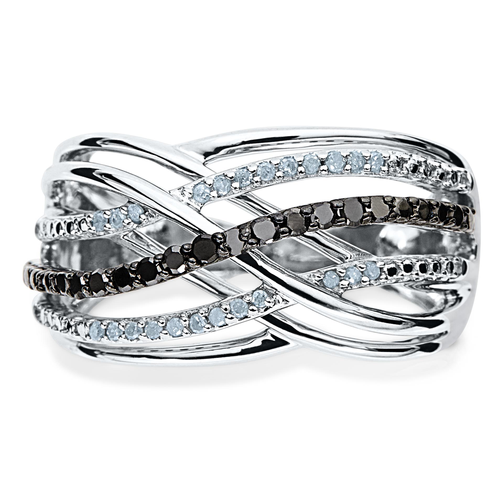 1/4 Cttw. Black & White Diamond Sterling Silver Braided Ring