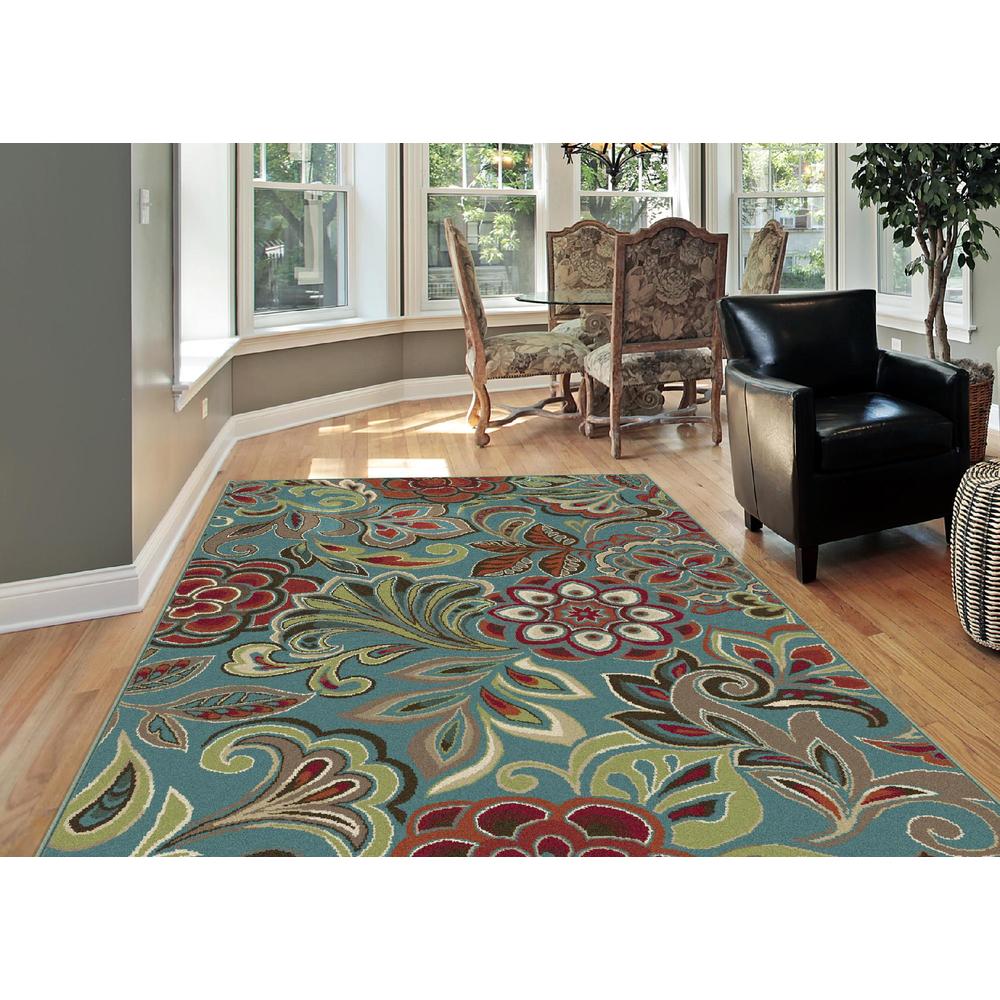 Deco Dilek Blue 5 ft. 3 in. Round Transitional Area Rug