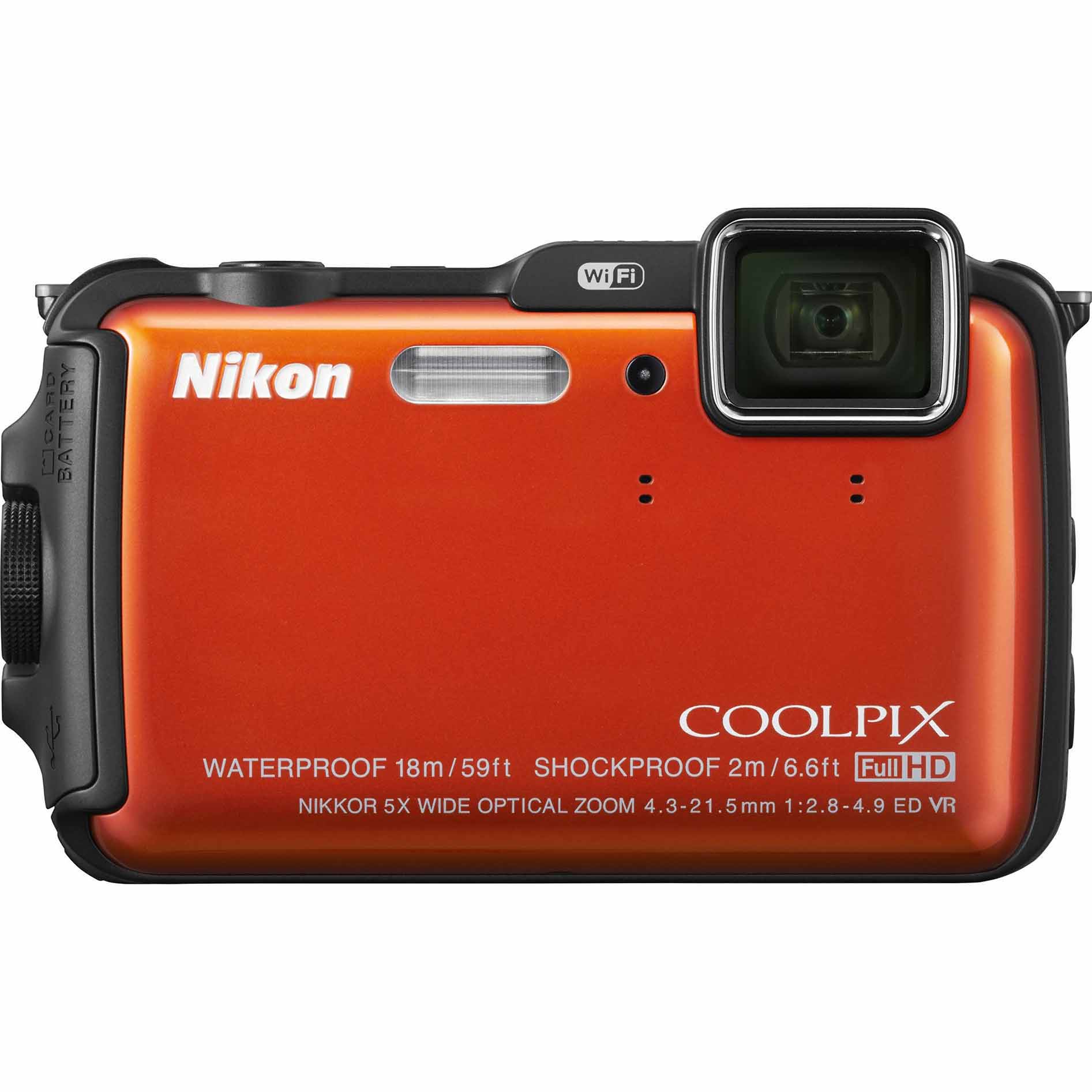 16-Megapixel COOLPIX AW120 Waterproof Digital Camera with Built-In WiFi - Orange