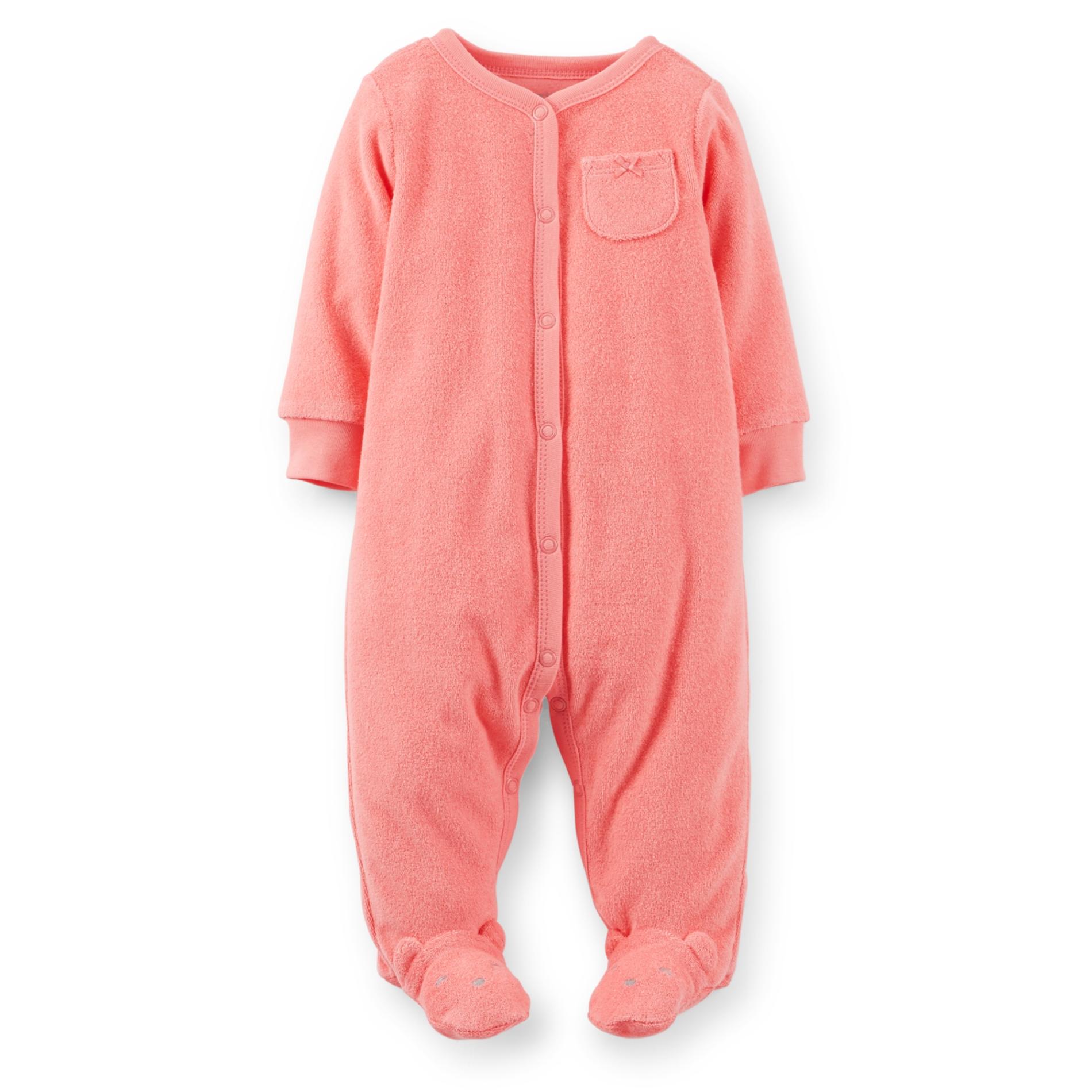 UPC 888510043140 product image for Newborn Girl's Terry Sleeper Pajamas - Bear Feet | upcitemdb.com