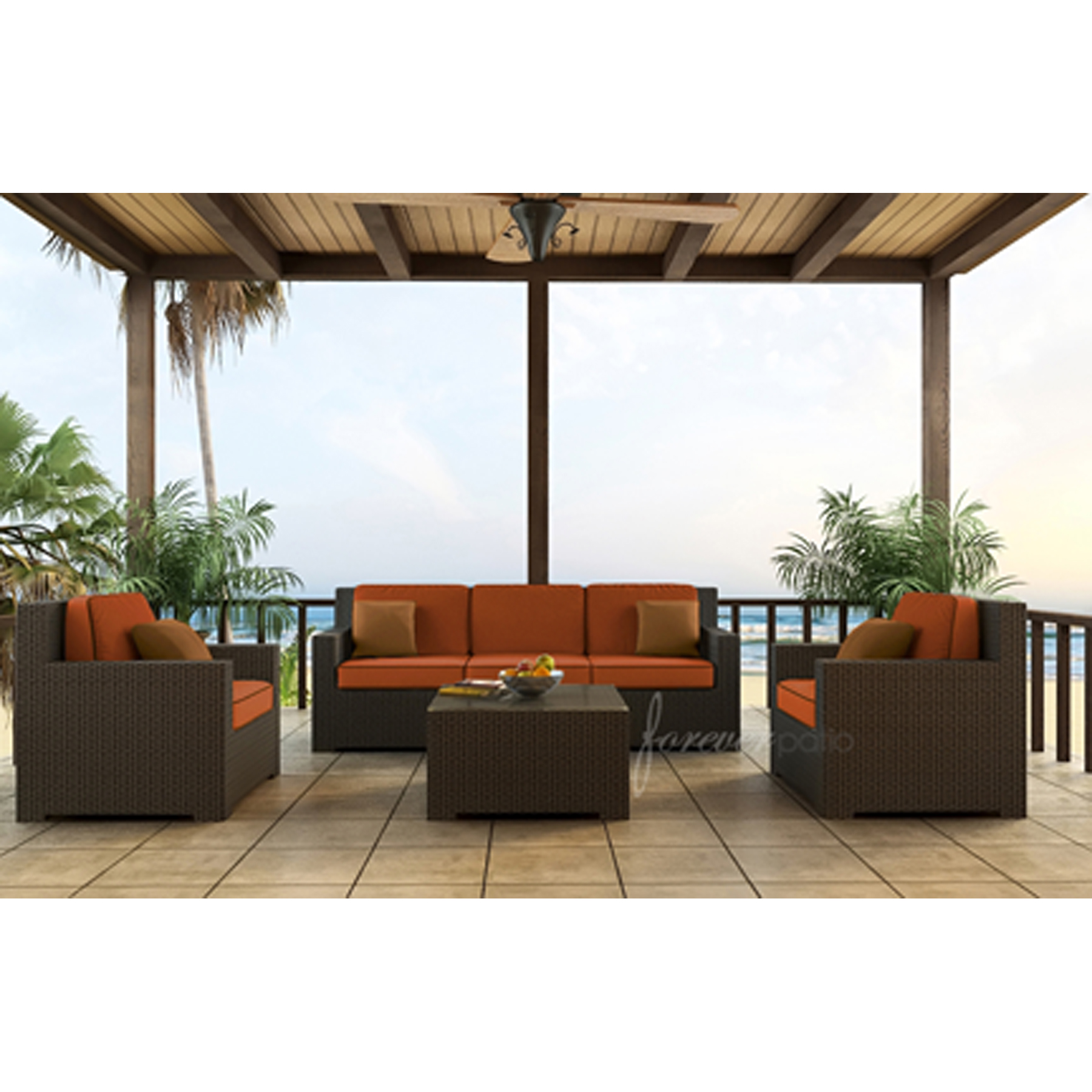 Hampton 4pc Patio Sofa Set featuring Sunbrella&reg; Fabric in Canvas Rust