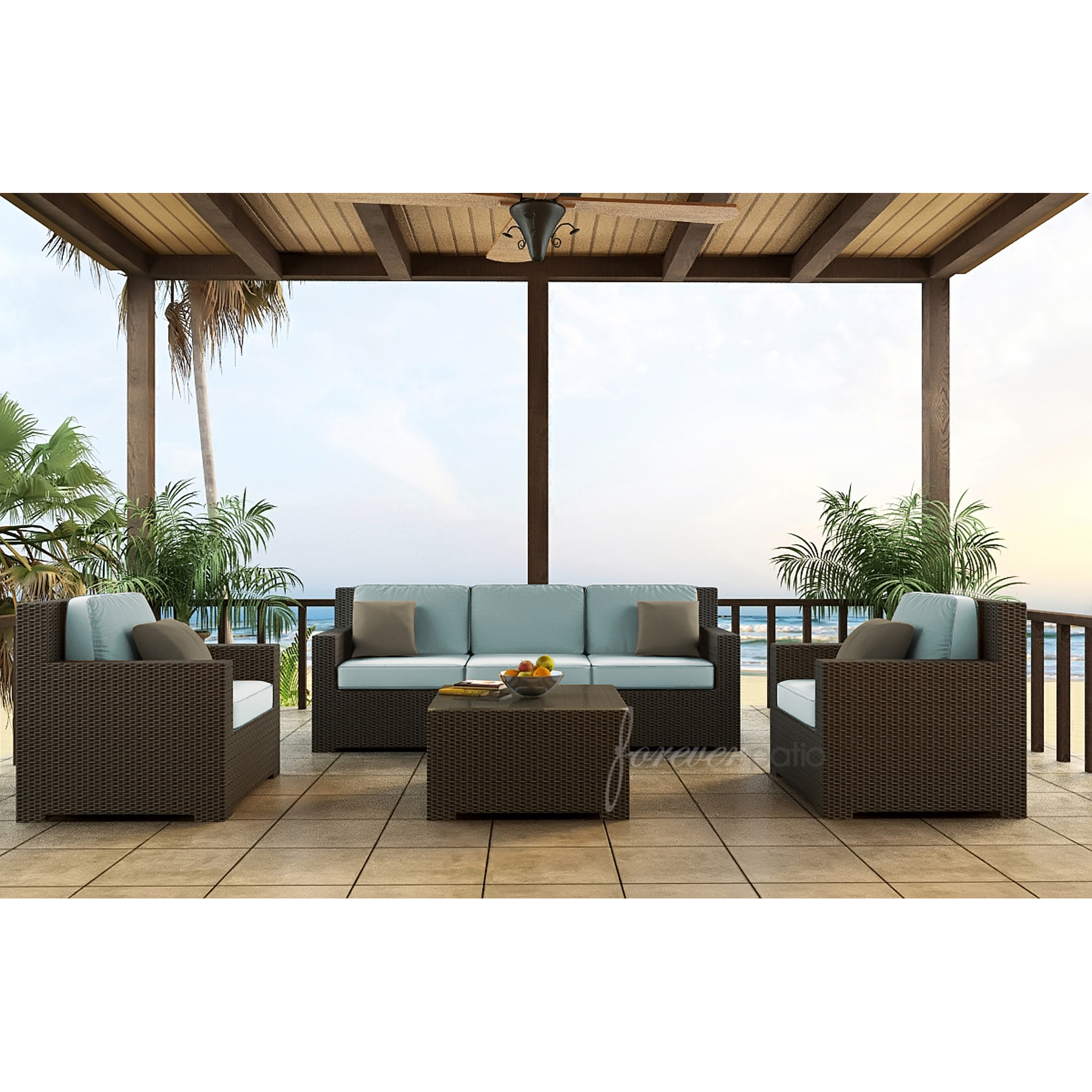 Hampton 4pc Patio Sofa Set featuring Sunbrella&reg; Fabric in Canvas Spa