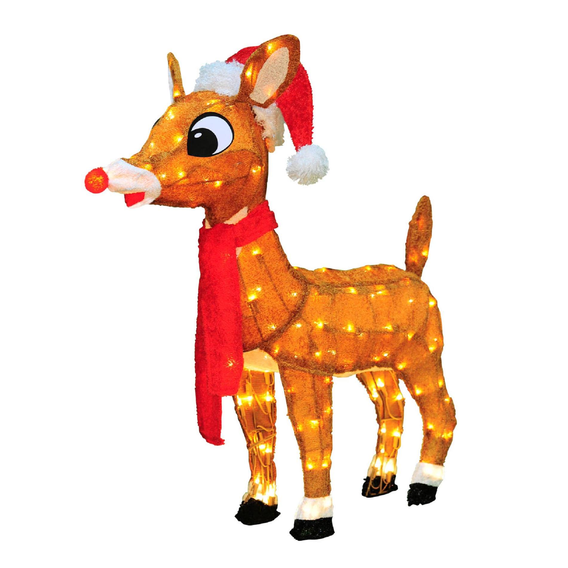 Rudolph the RedNosed Reindeer® 3D PreLit Rudolph With Santa Hat and