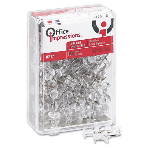 Office Impressions Plastic Head Push Pins, 3/8" Point, Clear, 100 at Kmart.com