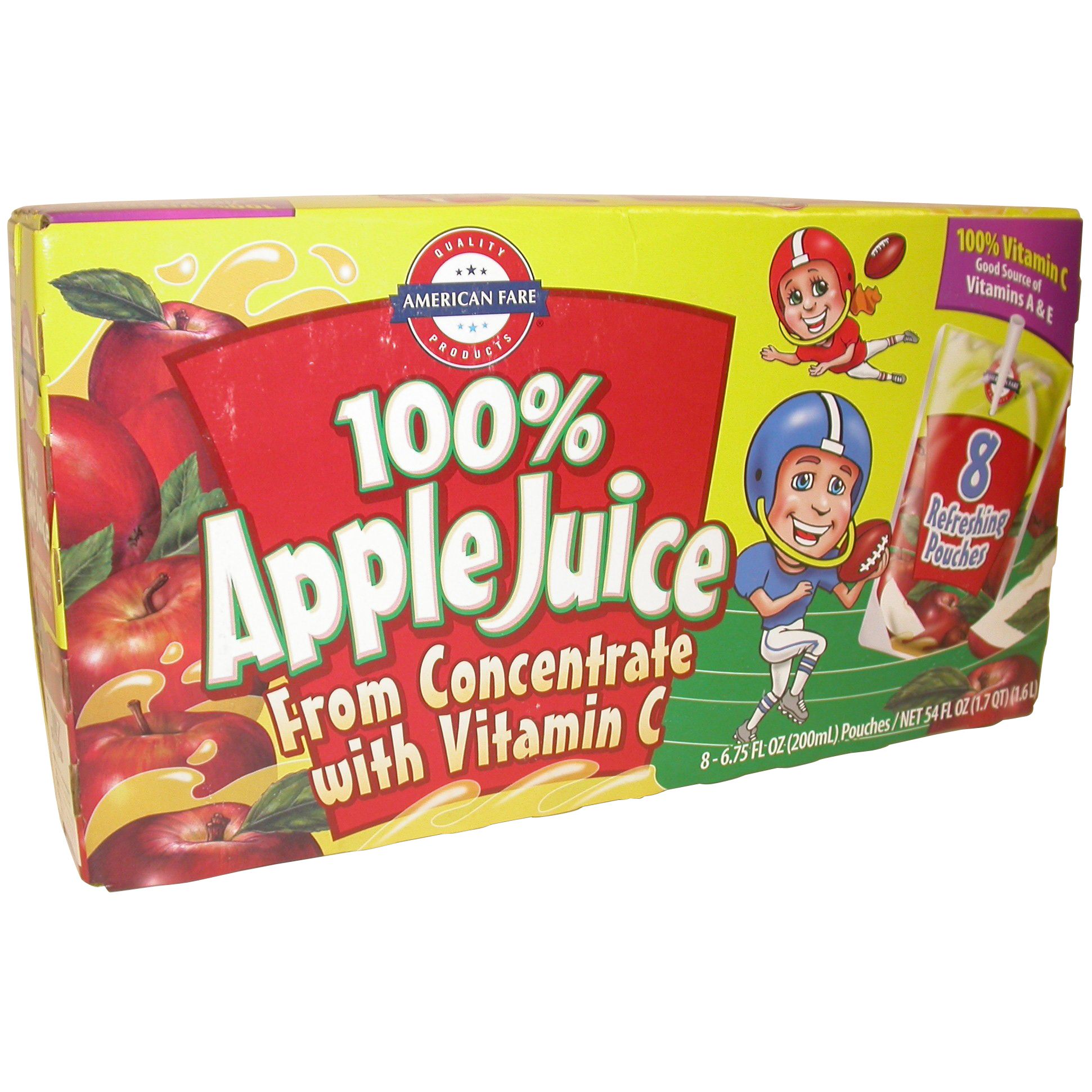 100% Apple Juice 6.75 Fluid Ounce Pouches 10 Pack