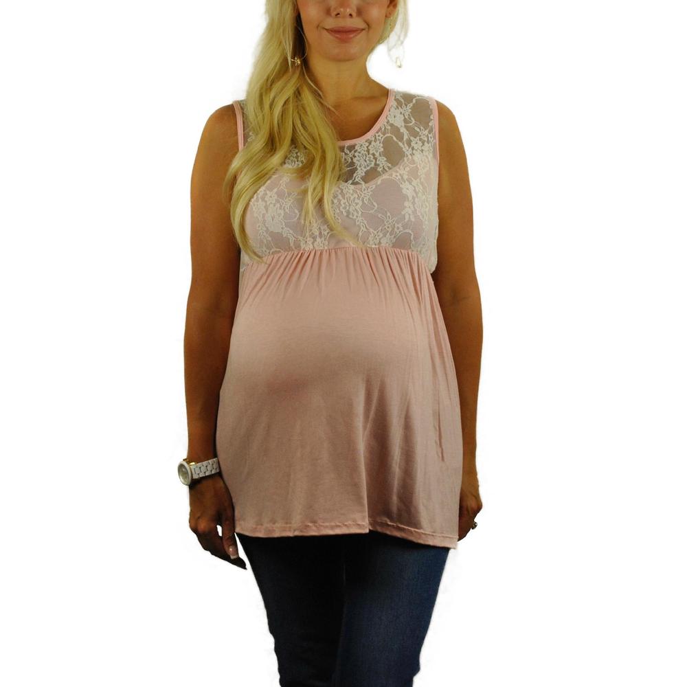 Mommylicious Maternity Peach Lace Sweetheart Maternity Top - Online Exclusive