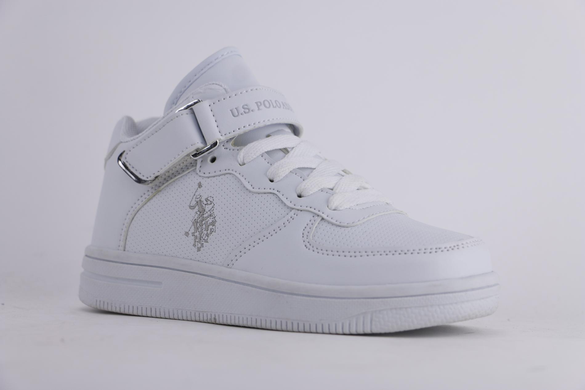 white polo high top sneakers