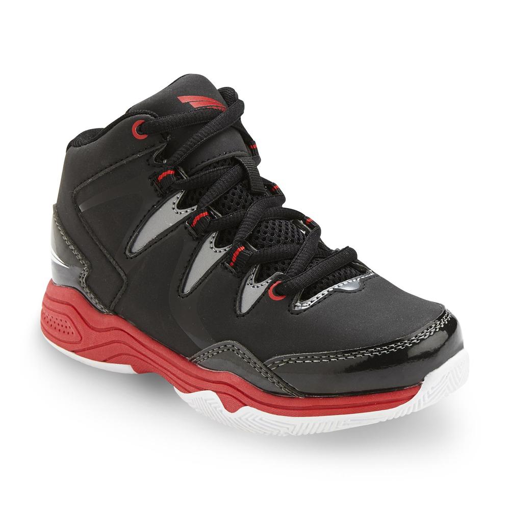 Boy's Three Point Black/Red High-Top Basketball Shoe