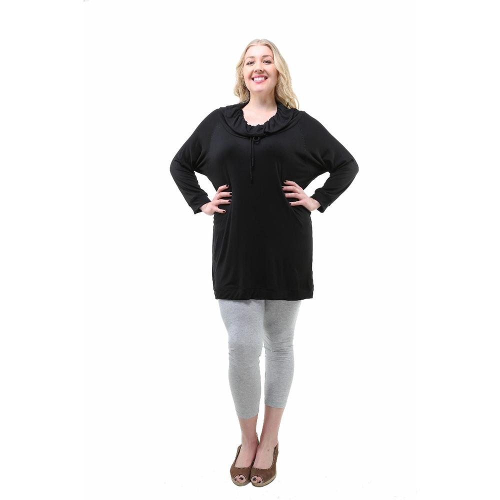 24&#47;7 Comfort Apparel Women's Plus Size Raglan Sleeve Oversized Tunic Top