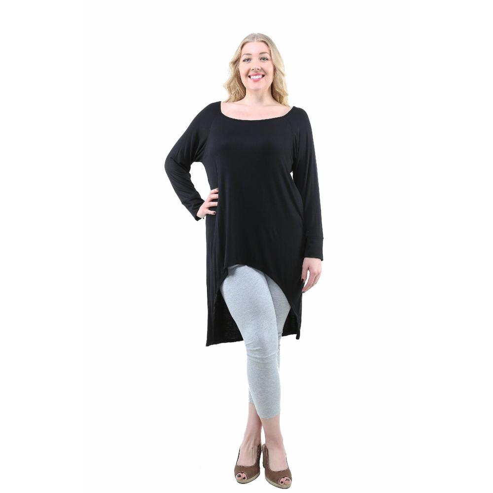 24&#47;7 Comfort Apparel Women's Plus Size High-Low Long Sleeve Extra Long Tunic Top
