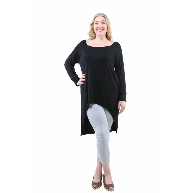 24/7 Comfort Apparel Women's Plus Size HighLow Long Sleeve Extra Long