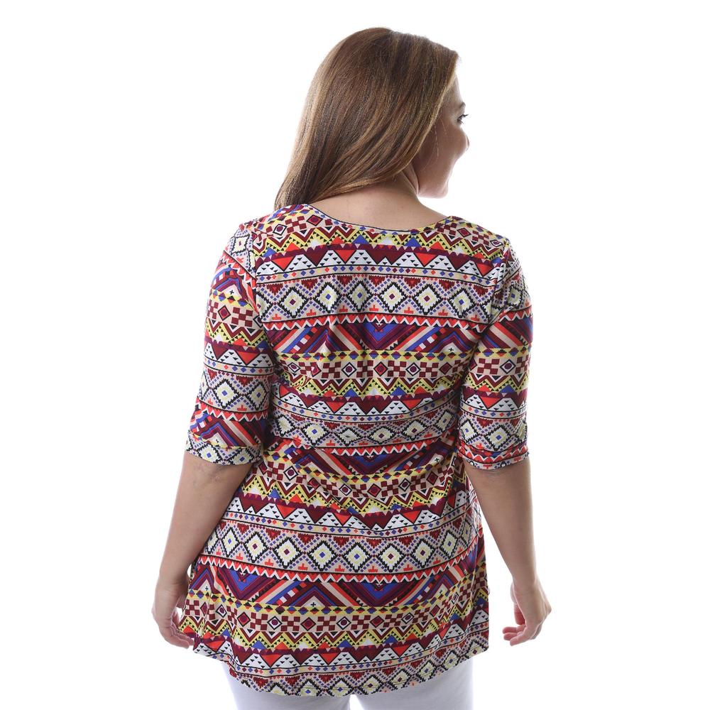 24&#47;7 Comfort Apparel Plus Size Rustic and Vibrant Tunic Top