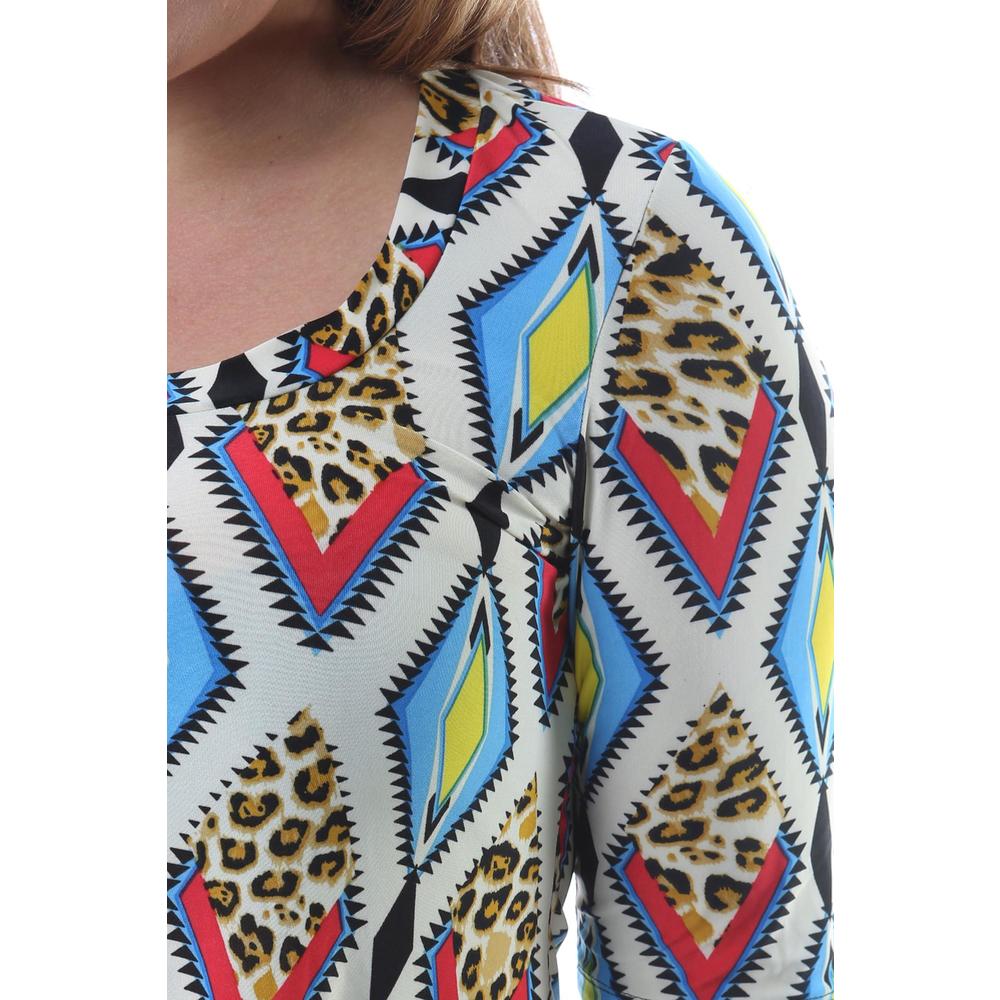 24&#47;7 Comfort Apparel Plus Size Diamond Cheetah Print Tunic Top