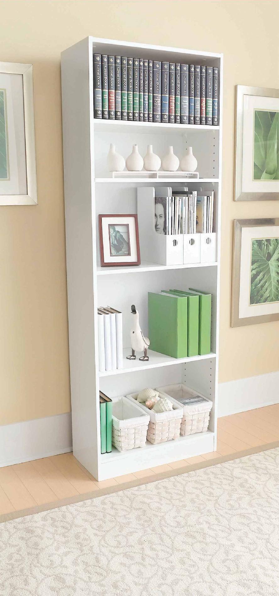 5-Shelf Bookcase in White