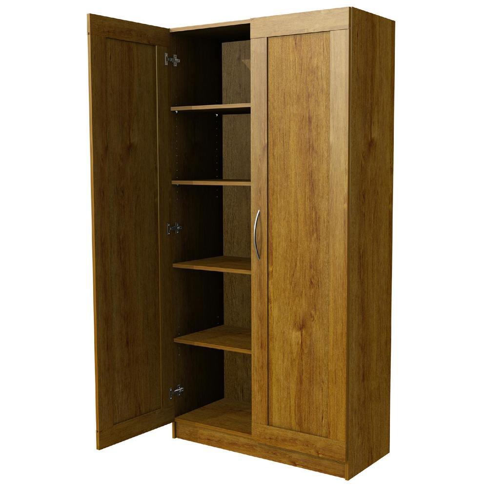 5-Shelf Wide Framed Door Storage Cabinet in Bank Alder