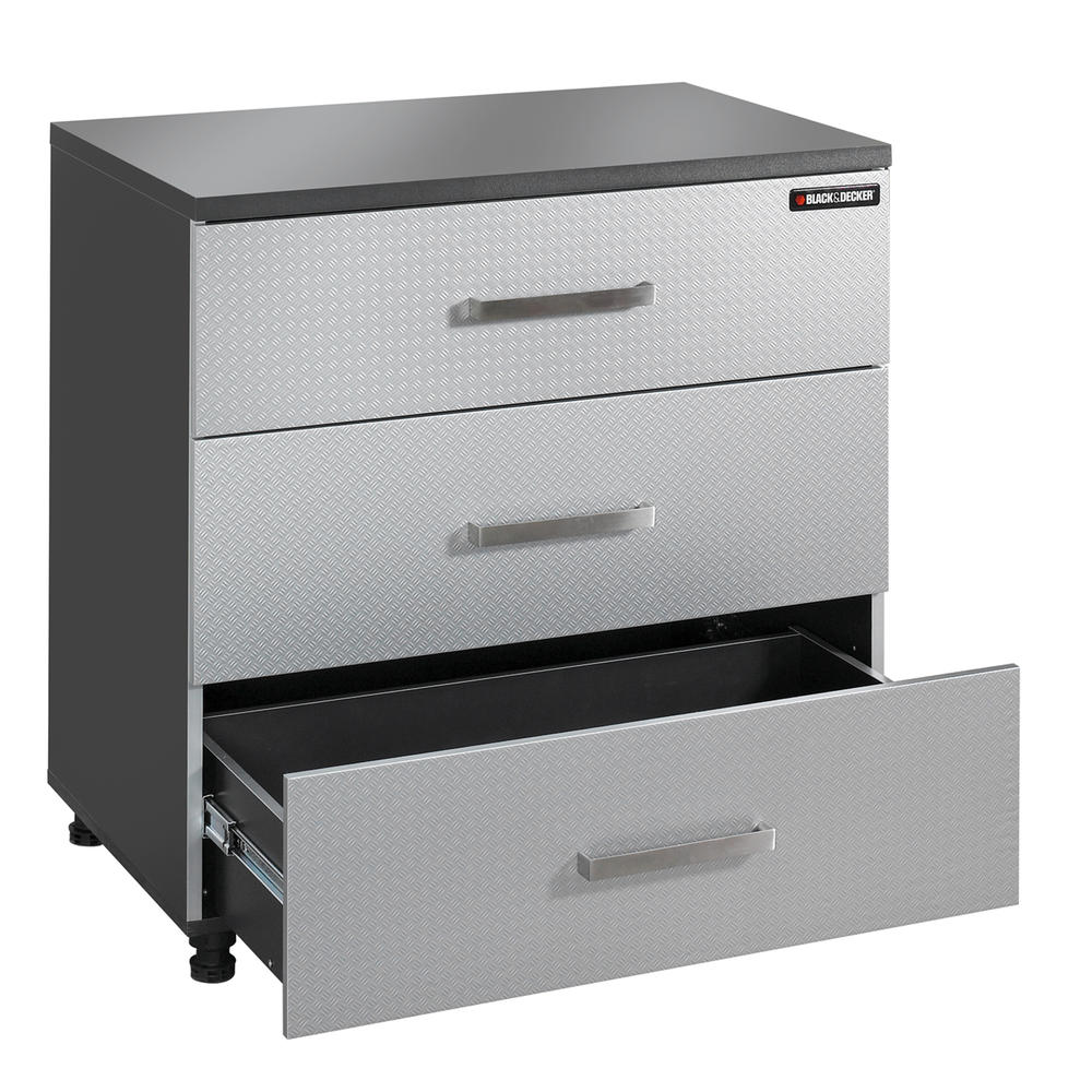 Charcoal and Silver 3 Drawer Base Cabinet