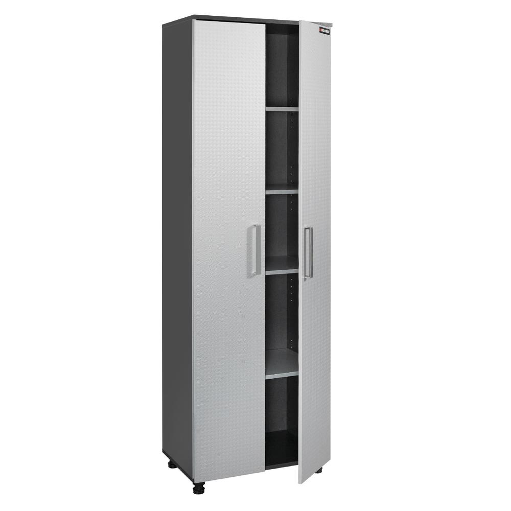 Charcoal and Silver Narrow Storage Cabinet