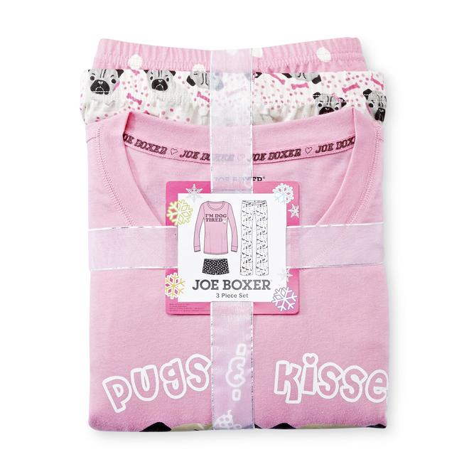 Joe Boxer Women's Pajama Shirt Pants & Shorts Pugs & Kisses
