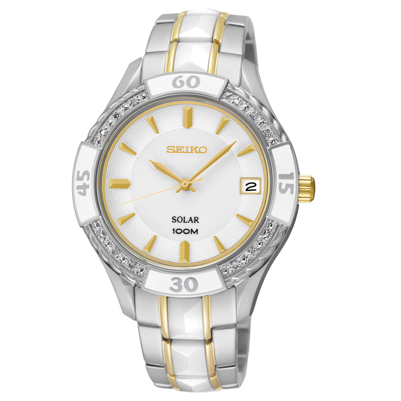 Seiko Ladies Sporty Dress Silver Tone Stainless Steel Solar Watch SNE880