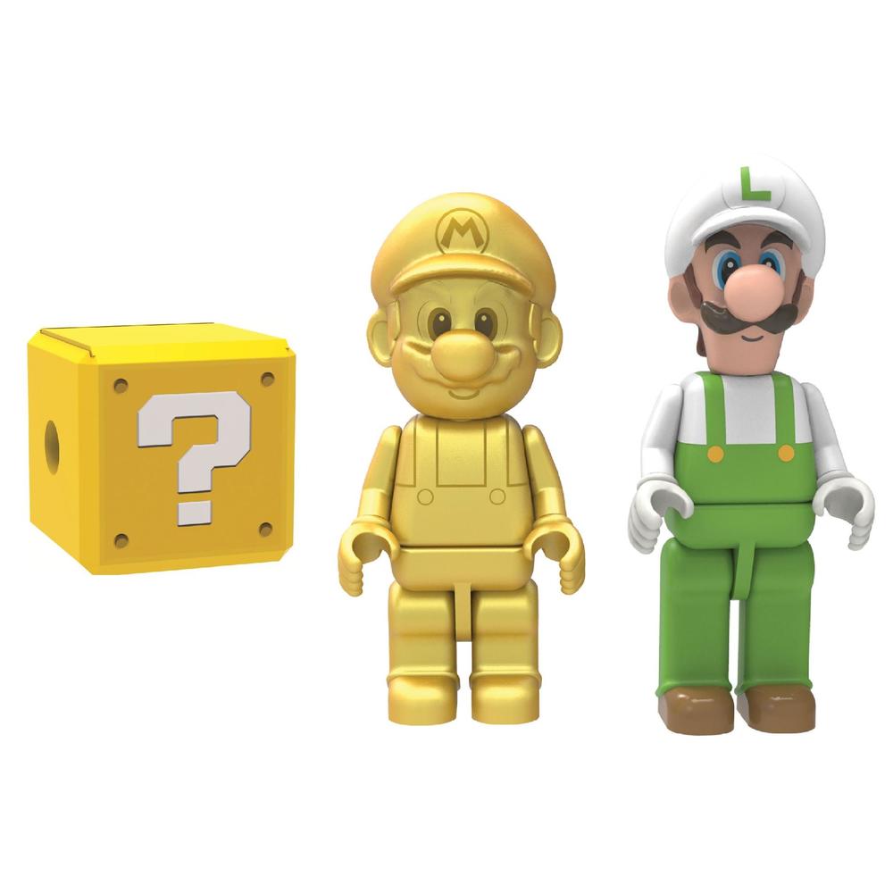Super Mario Figure 3-Pack - Golden Mario, Fire Luigi, and Mystery Figure