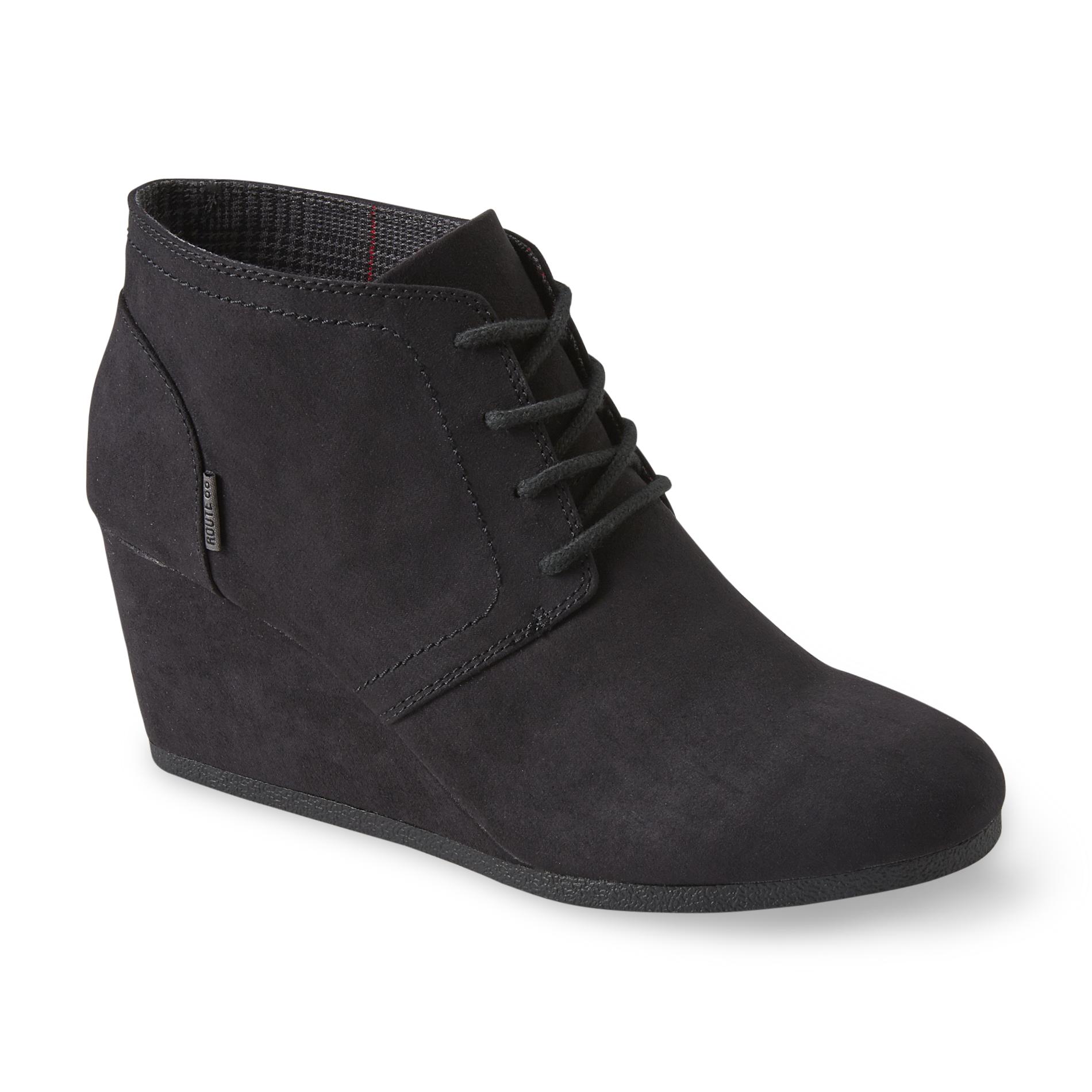 black wedge heel bootie