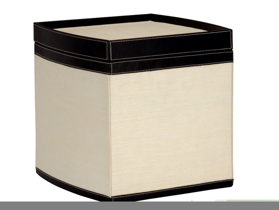 Jute Stackable Storage Box in Dark Brown and Linen