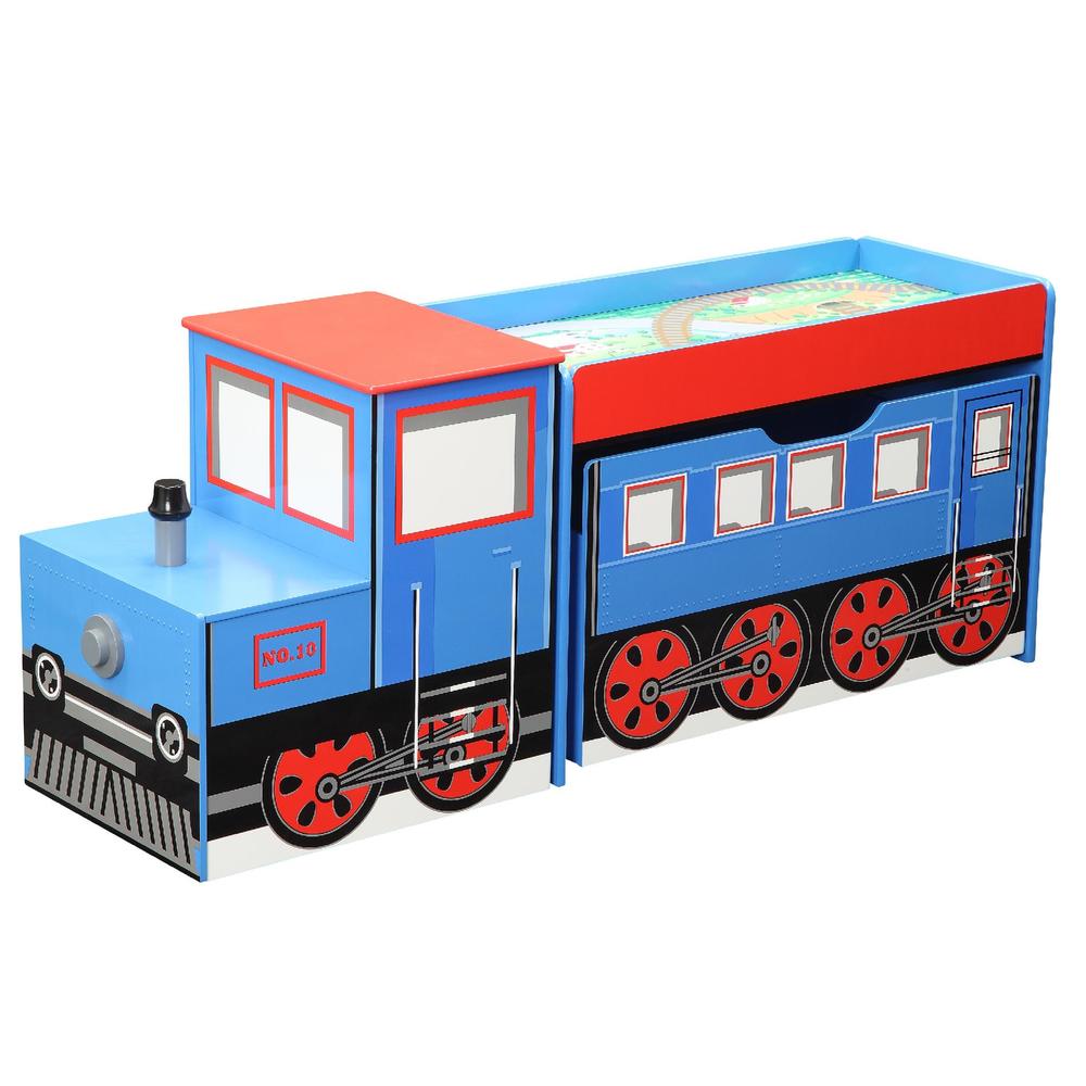 Wood Train Toy Box with Train Set