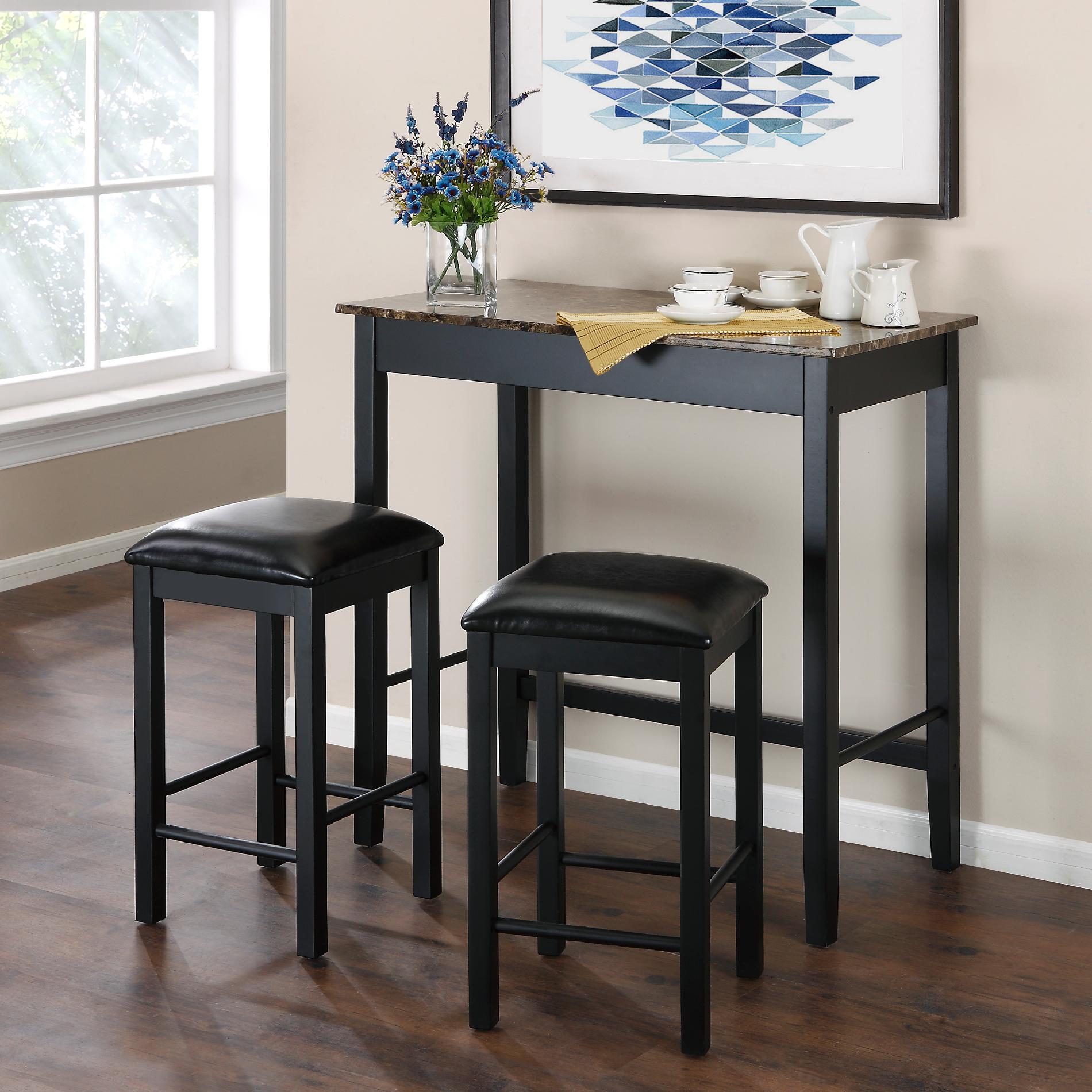 Dorel Devyn 3 Piece Faux Marble Pub Dining Set