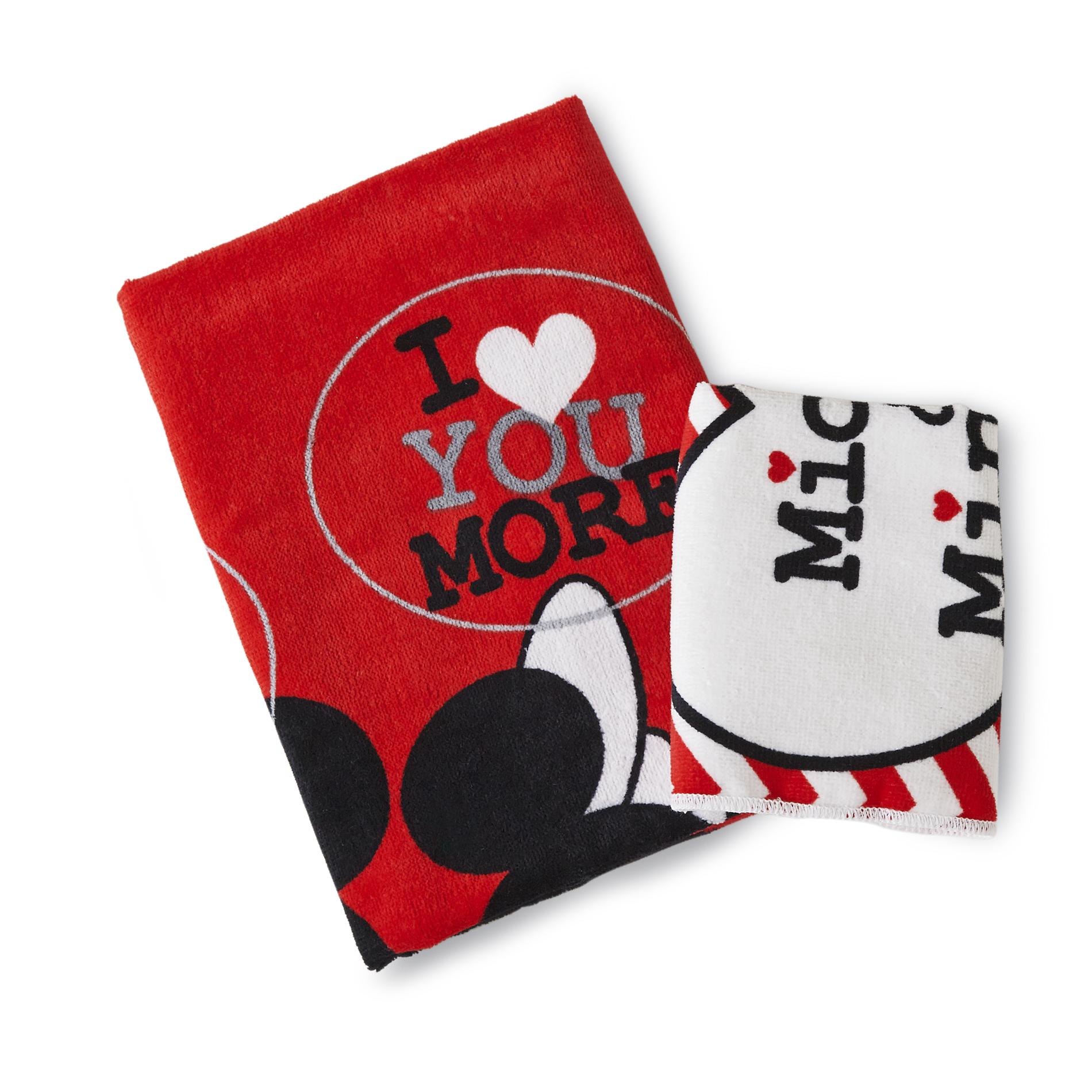 Disney Mickey & Minnie Mouse Bath Towel & Washcloth