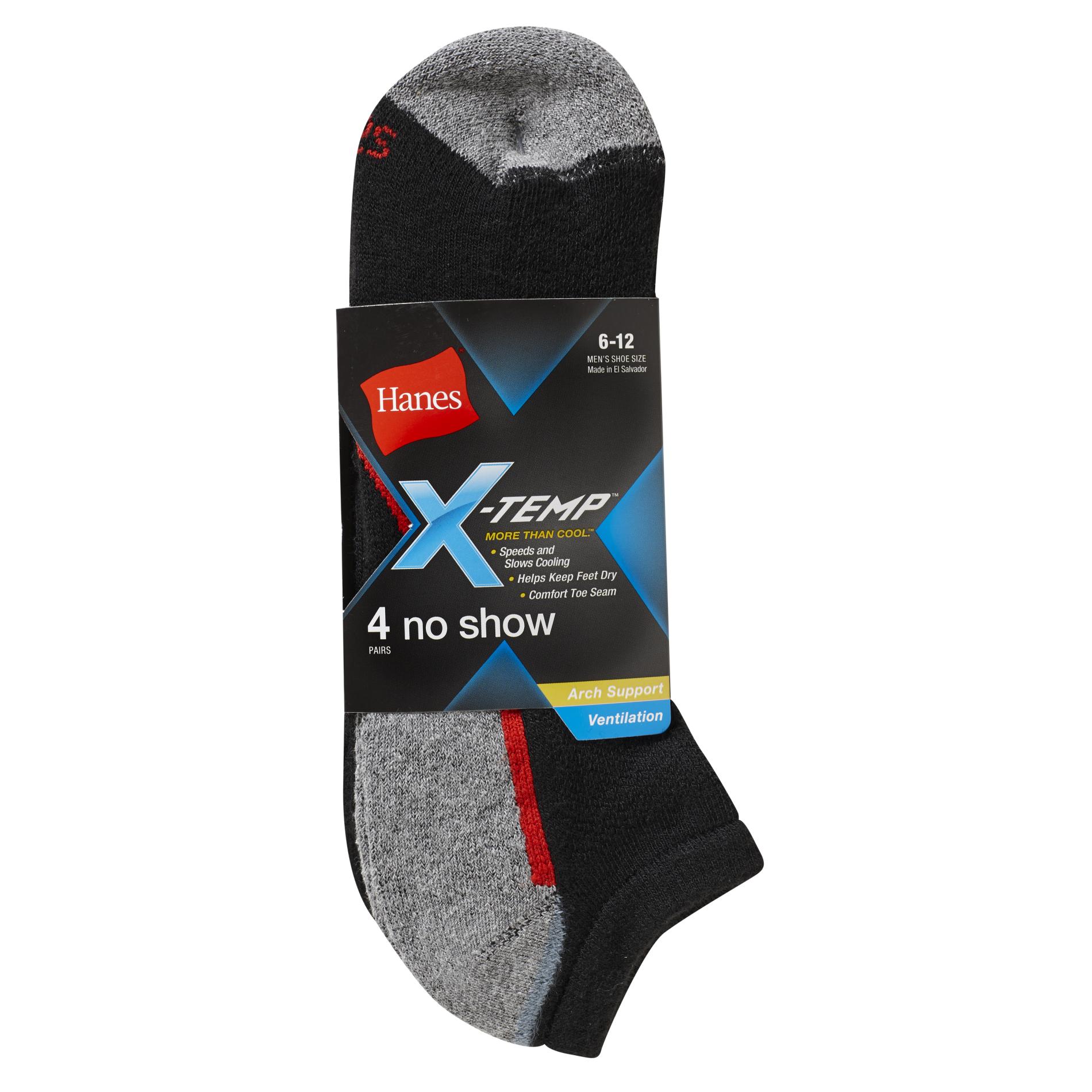 Hanes Men's 4Pairs XTemp NoShow Socks Colorblock