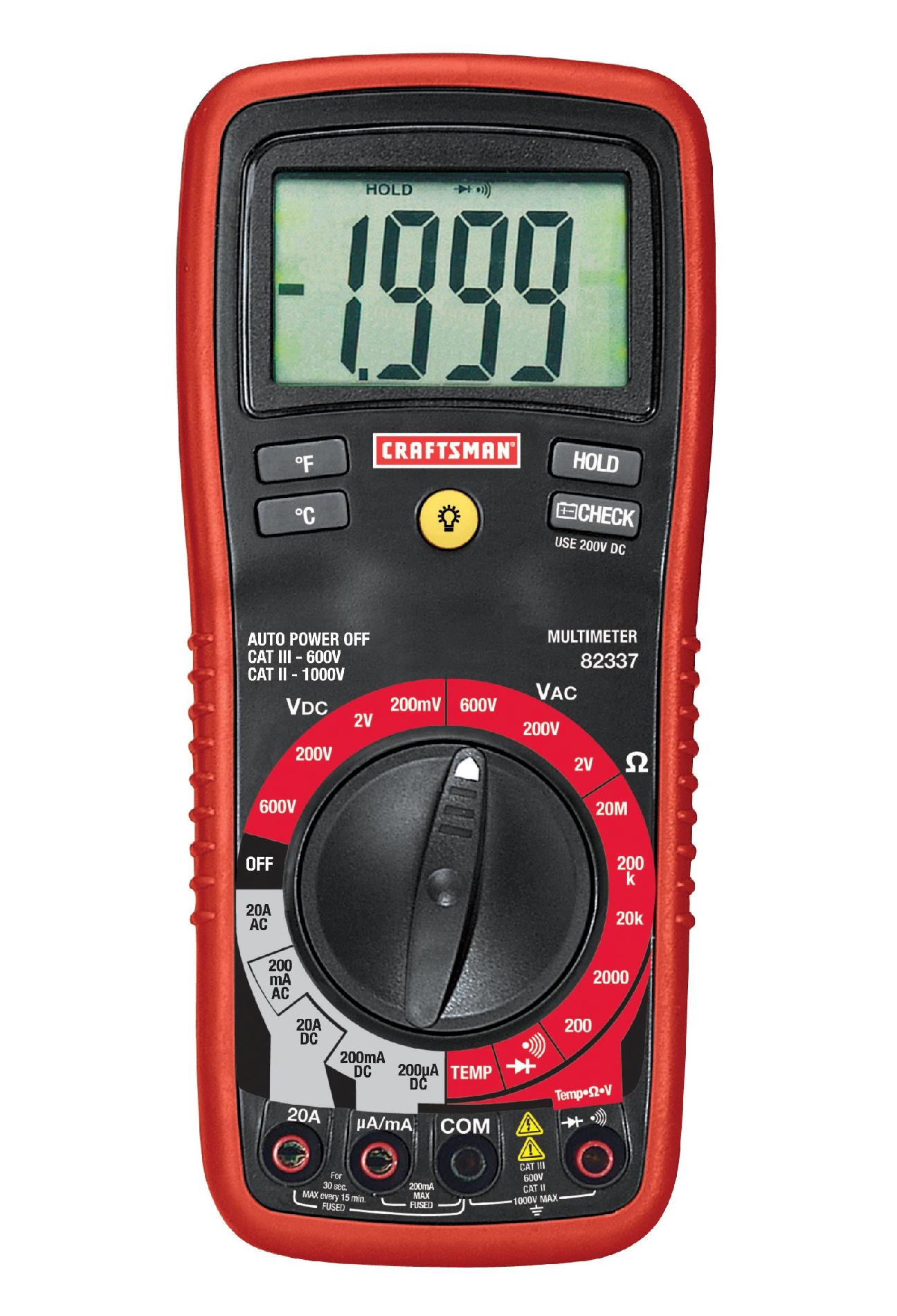 Craftsman Digital Multimeter with Manual Ranging, 8Function Shop