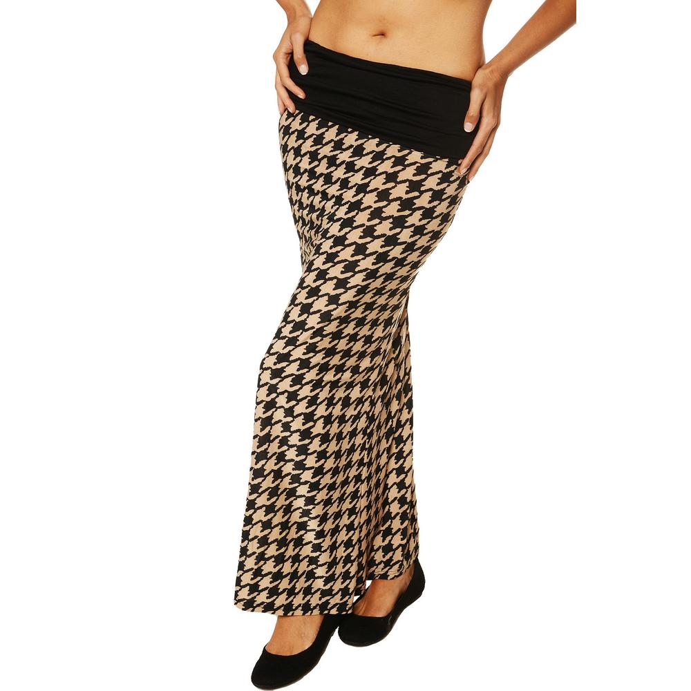 24&#47;7 Comfort Apparel Women's Abstract Elegance Printed Foldover Maxi Skirt