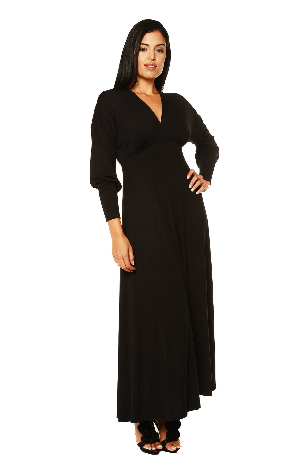 ... Apparel 247 Comfort Apparel Women's Long Sleeve Empire Maxi Dress