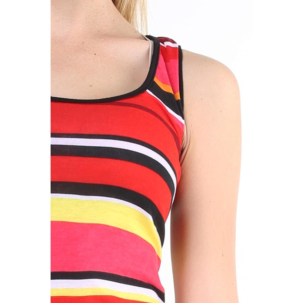 24&#47;7 Comfort Apparel Women's Sun Stripe Printed Maxi Dress