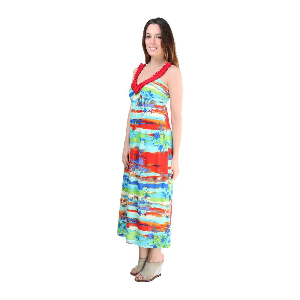 24&#47;7 Comfort Apparel Women's Island Paradise Printed Maxi Dress
