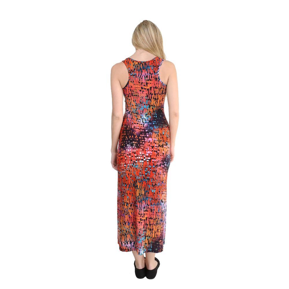 24&#47;7 Comfort Apparel Women's Red Mosaic Printed Dress