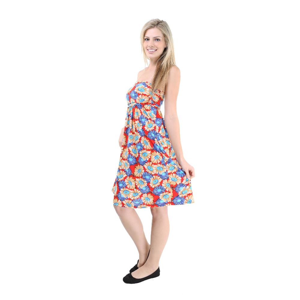24&#47;7 Comfort Apparel Women's Floral Fun Printed Tube Short Dress