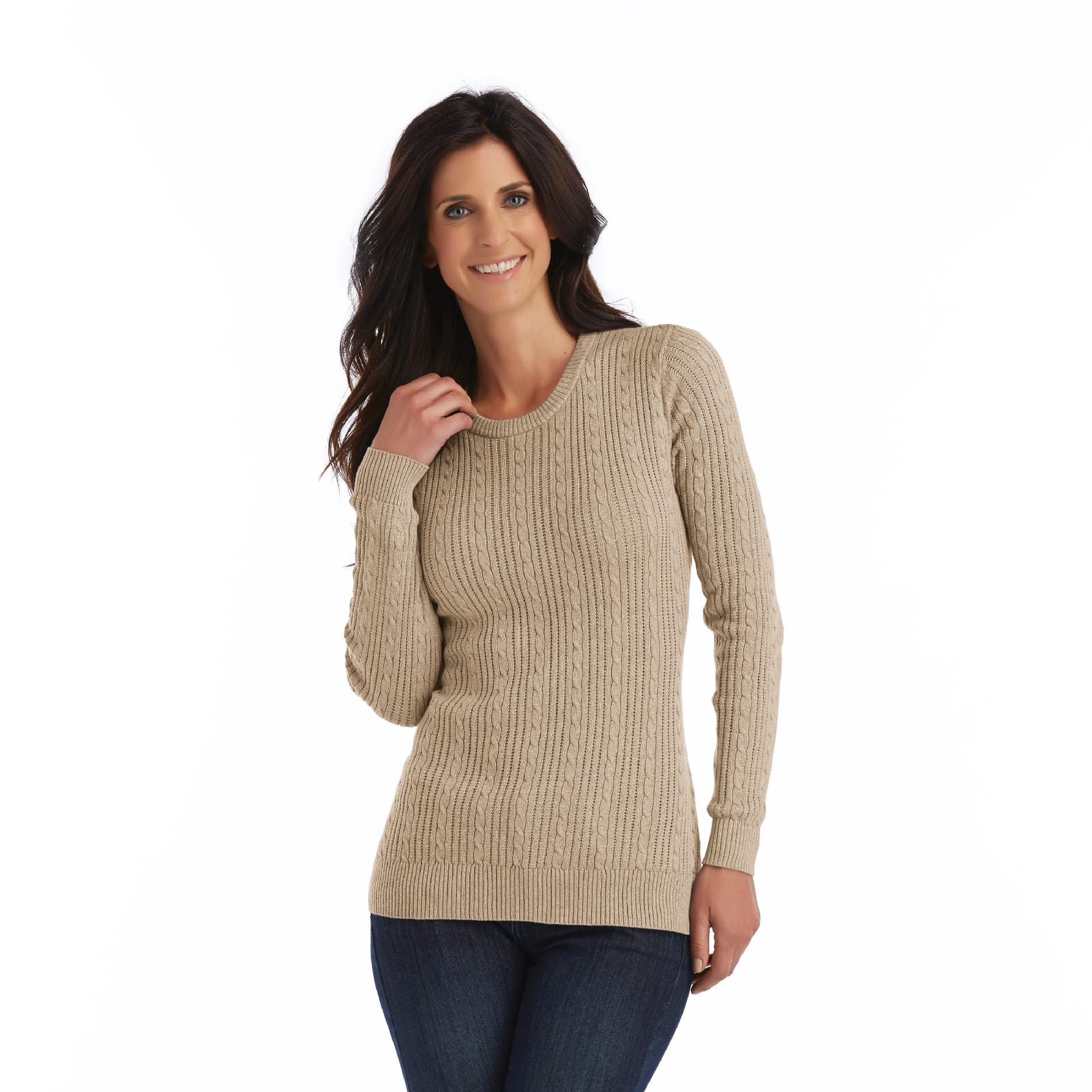 Women's Cable Knit Crew Neck Sweater