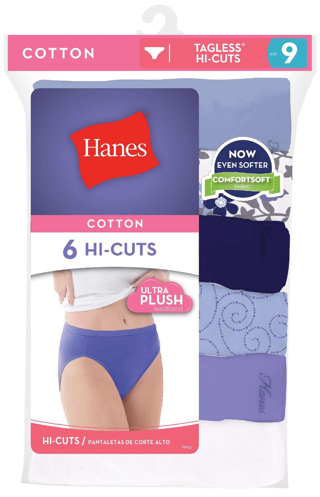 Hanes Women’s Underwear 6 Pack Cotton HiCuts Multicolored