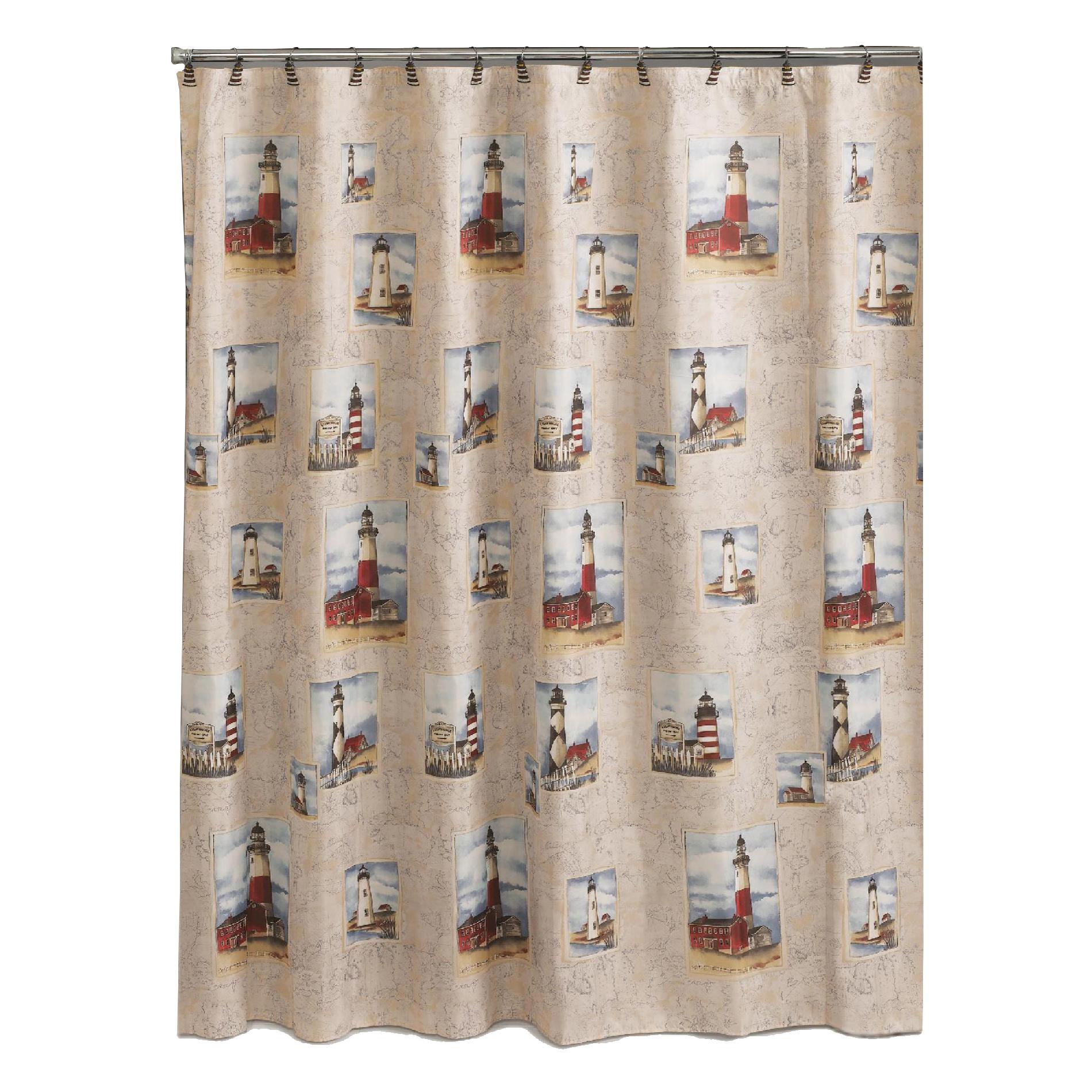 Essential Home Point Bay Lighthouse Fabric Shower Curtain