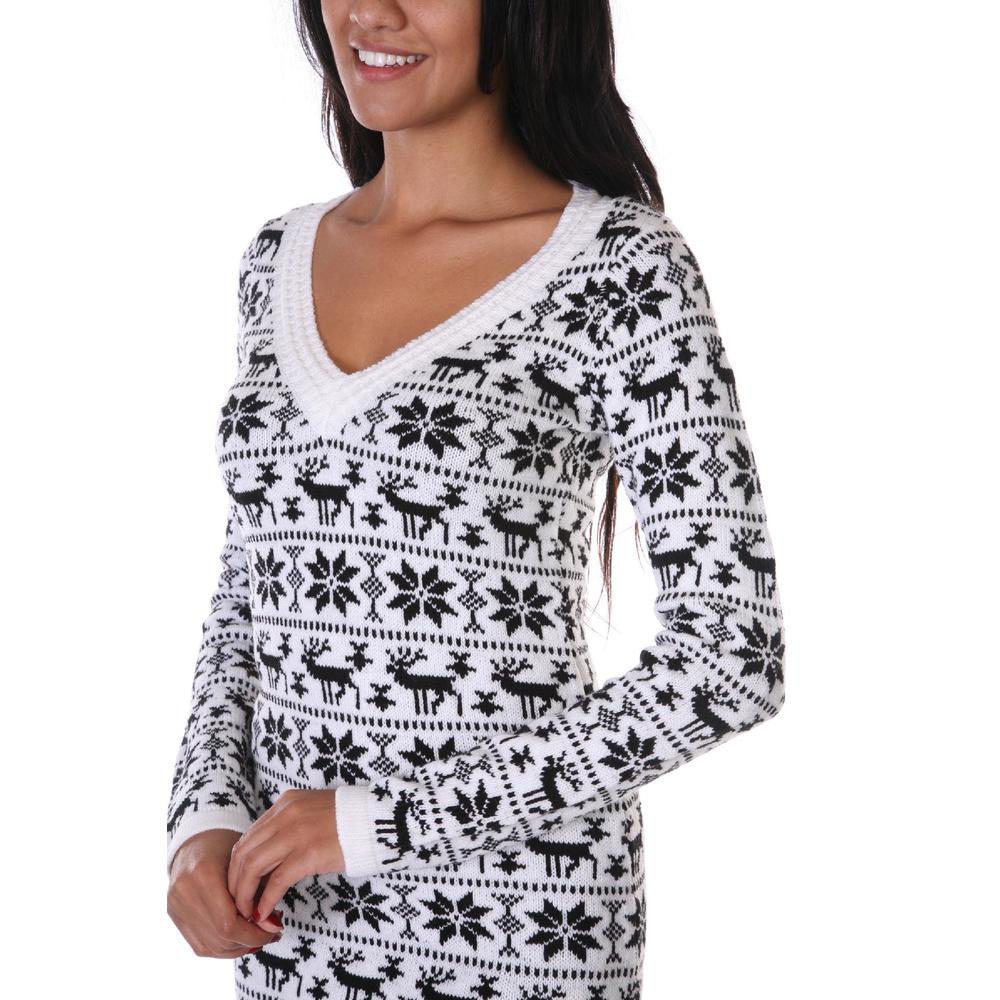 White Mark Women's 'Denver' White/ Black Sweater Dress