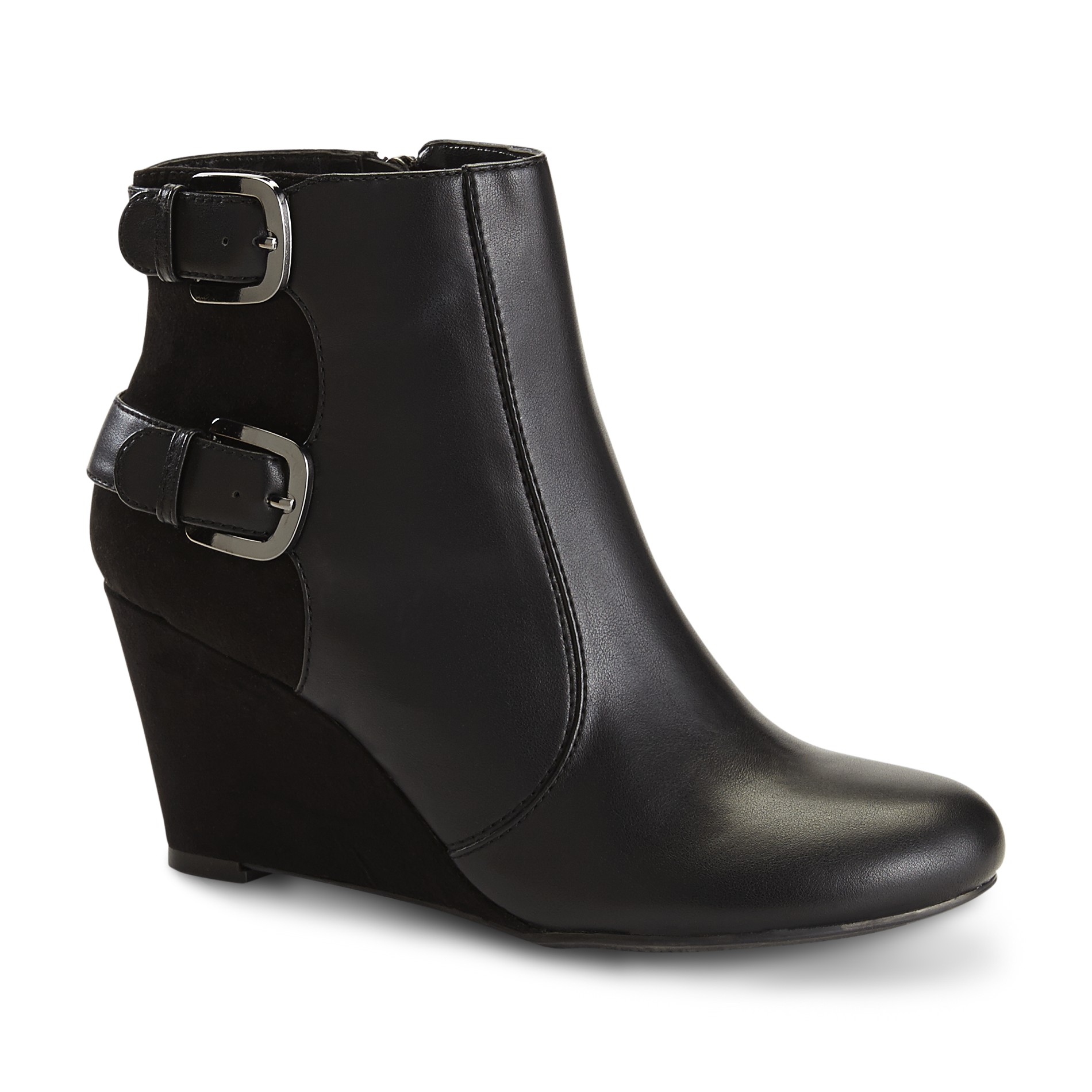 black wedge heel bootie