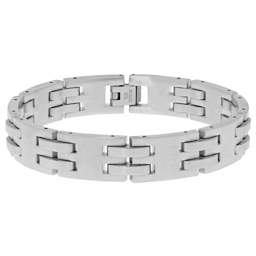 Stainless Steel Link Bracelet with Satin Finish