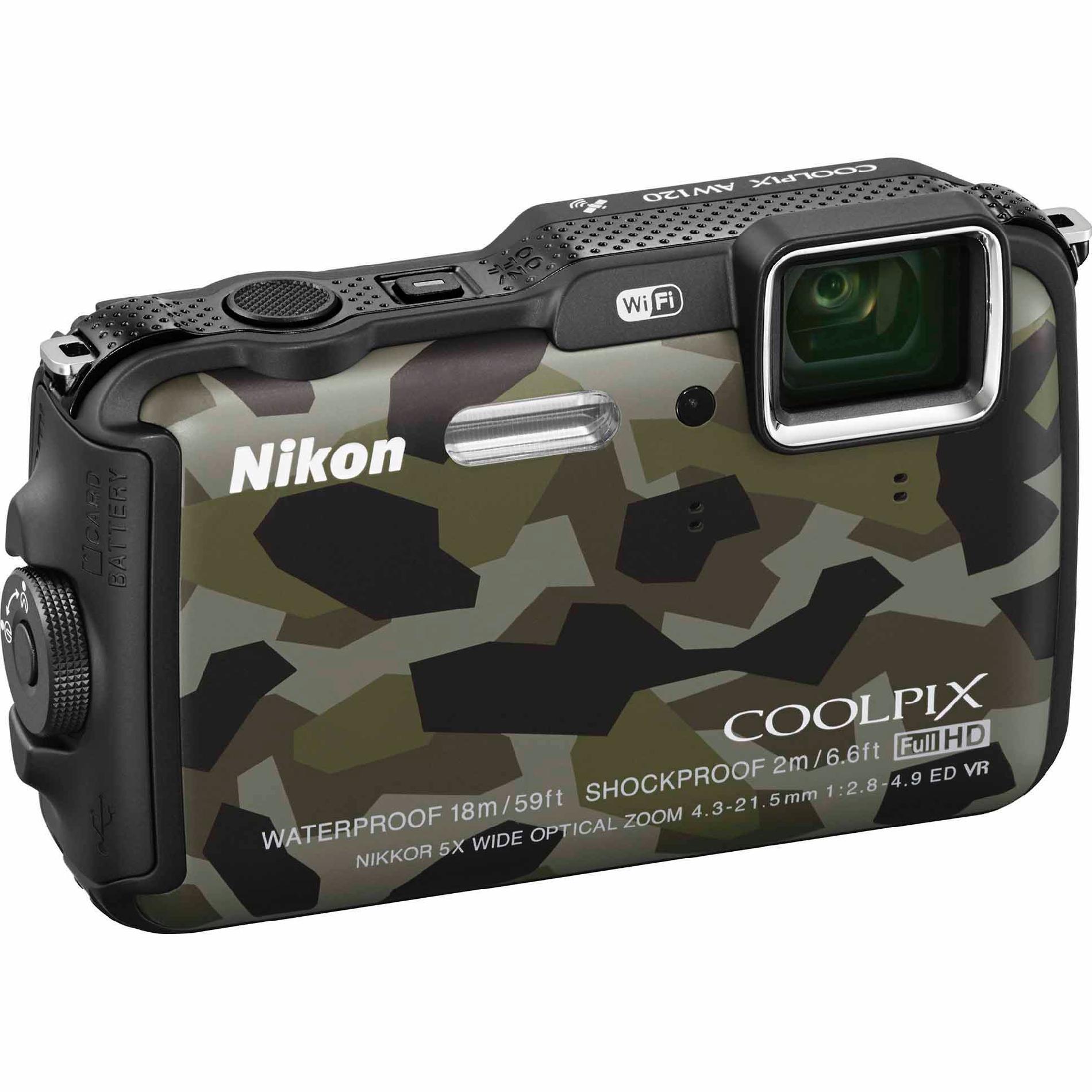 16-Megapixel Coolpix AW120 Digital Camera w/ Built-In WiFi - Camo