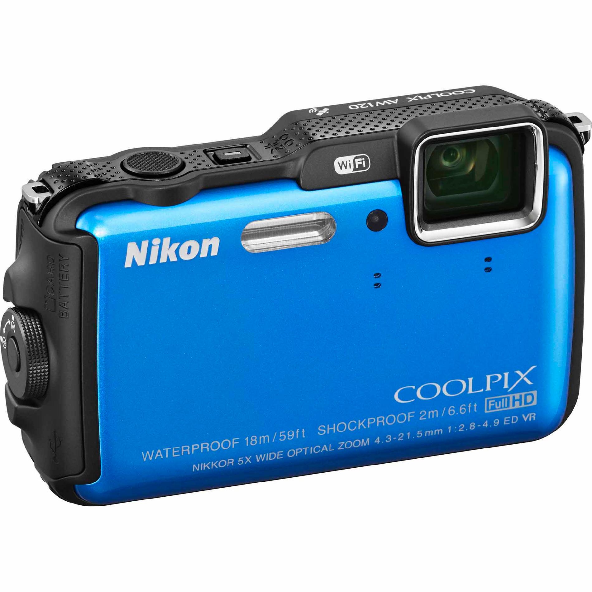 16-Megapixel Coolpix AW120 Digital Camera w/ Built-In WiFi - Blue