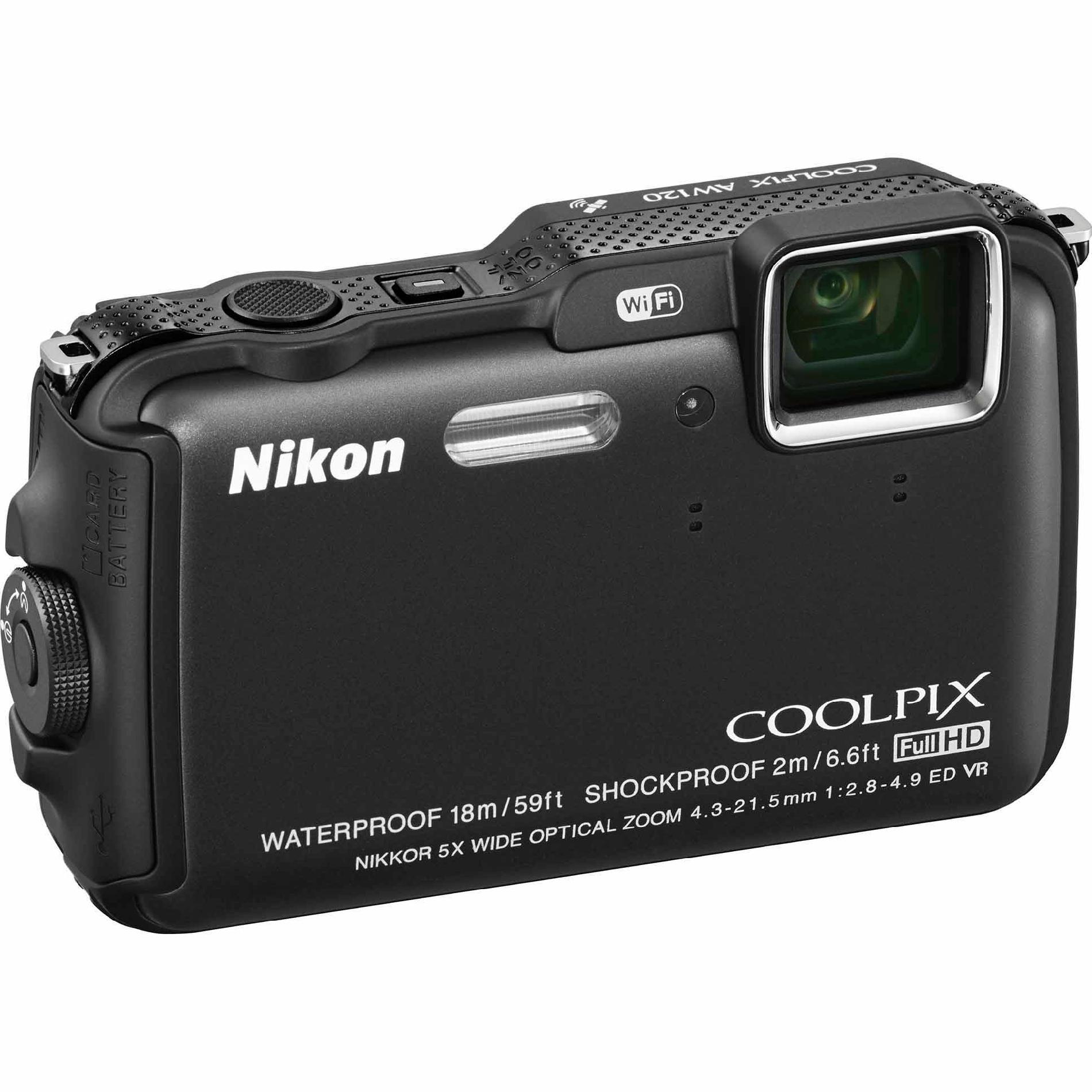 16-Megapixel Coolpix AW120 Digital Camera w/ Built-In WiFi - Black