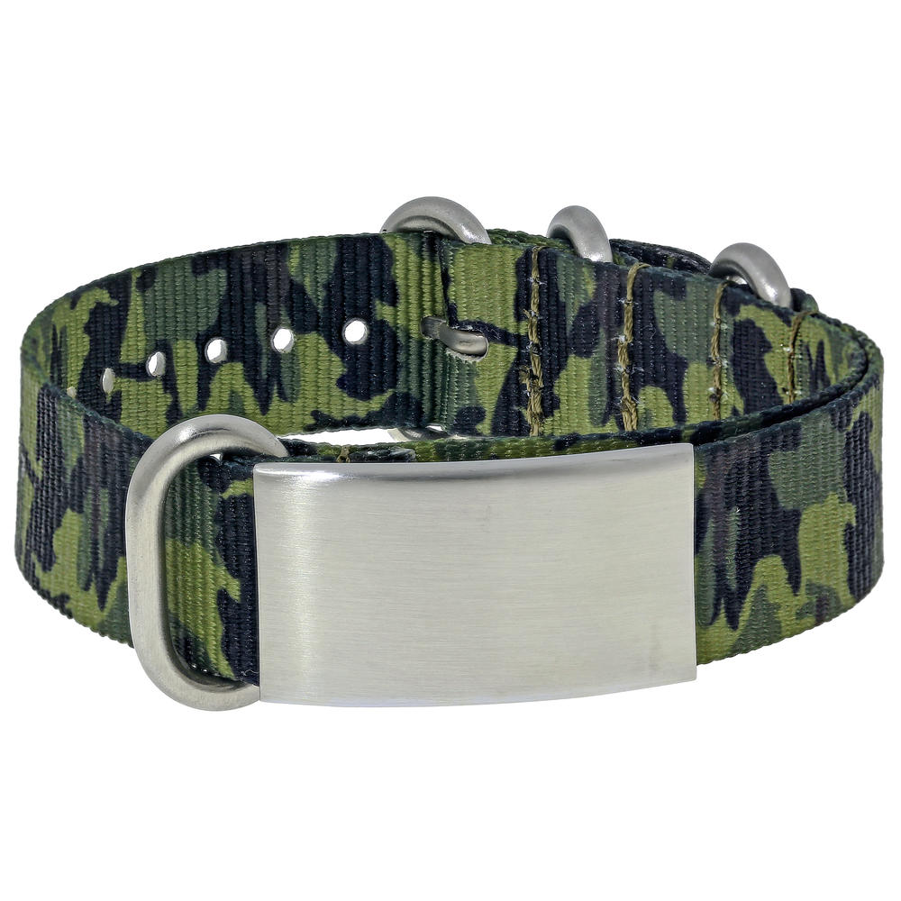 Green Camouflage Identification Strap Bracelet  Satin Finish
