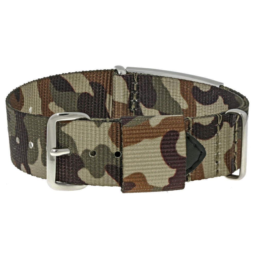 Brown Camouflage Identification Strap Bracelet  High Polished Finish