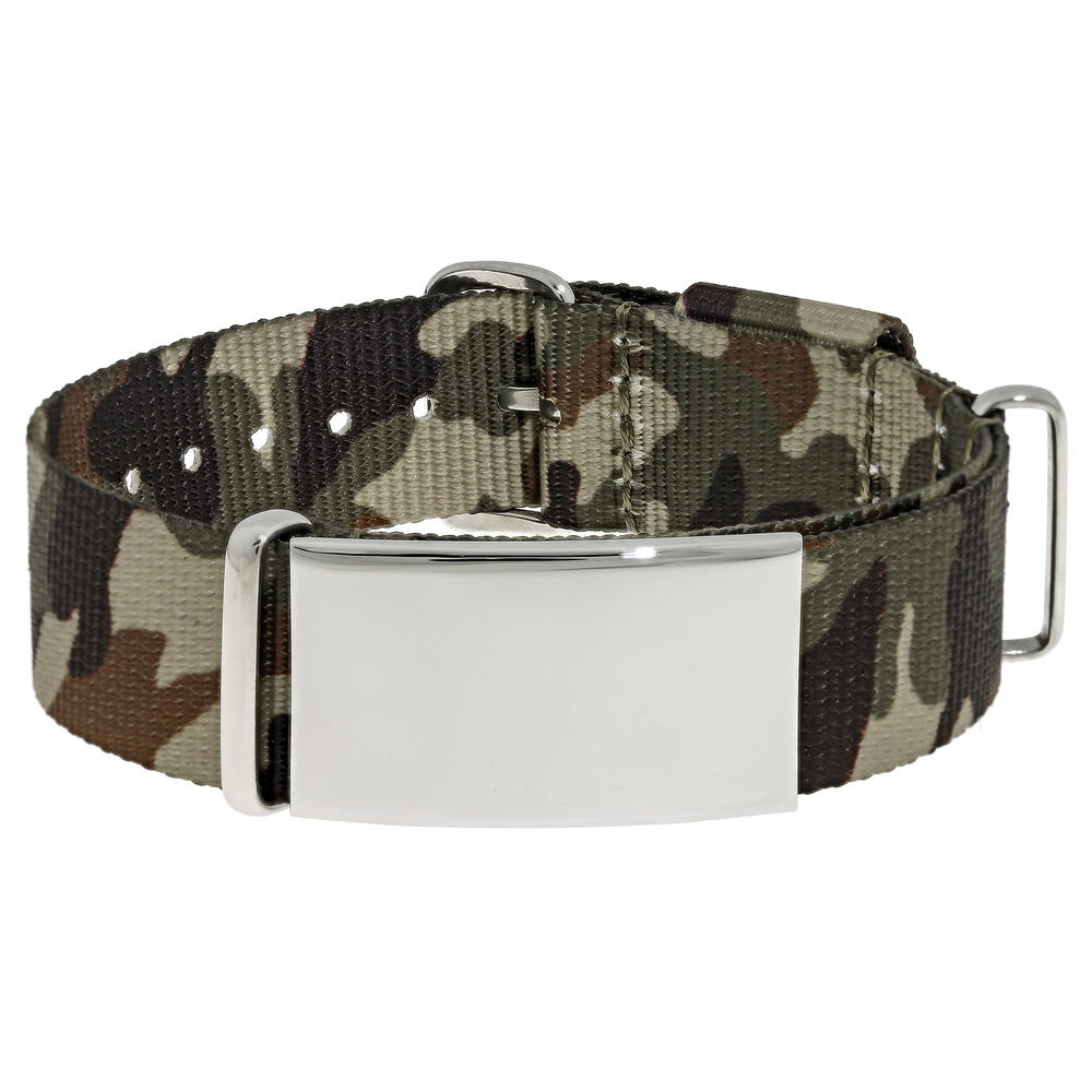 Brown Camouflage Identification Strap Bracelet  High Polished Finish